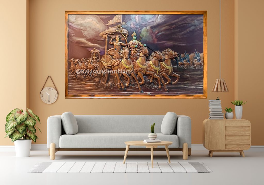 Sri krishna Arjuna Radham mdf mural