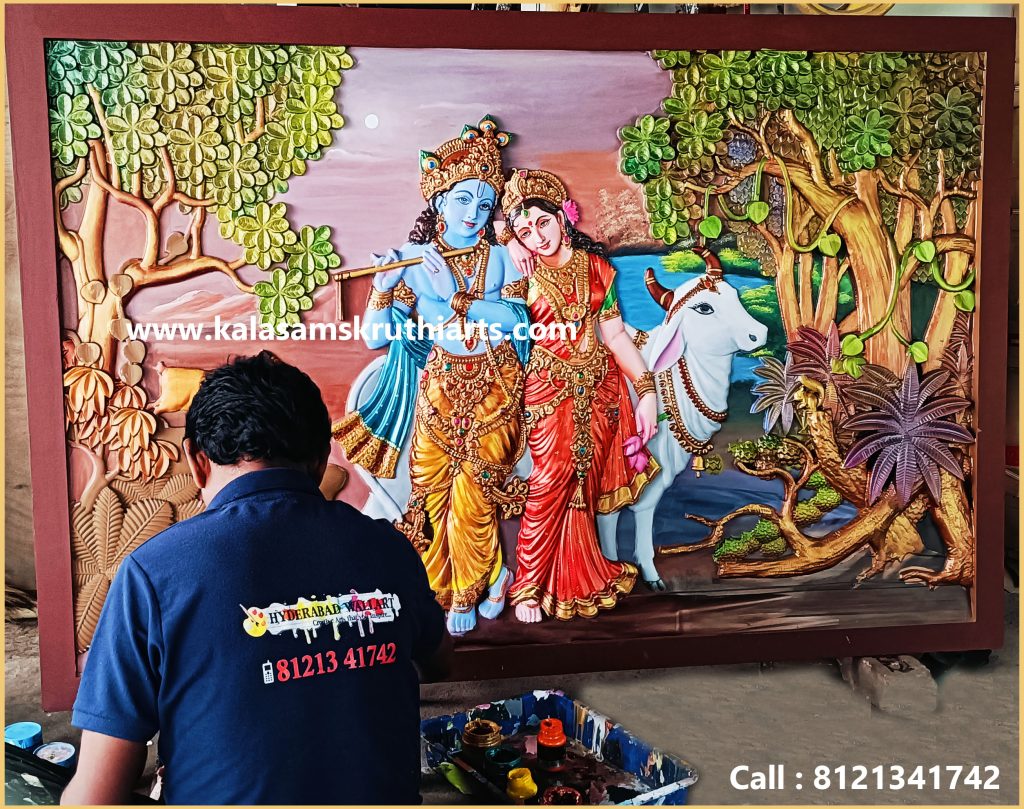 Radha krishna Mdf mural art