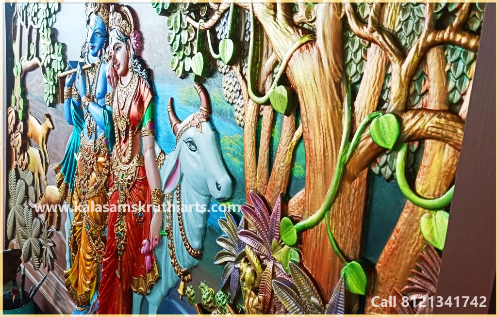 Radha krishna mdf mural art depth image sf