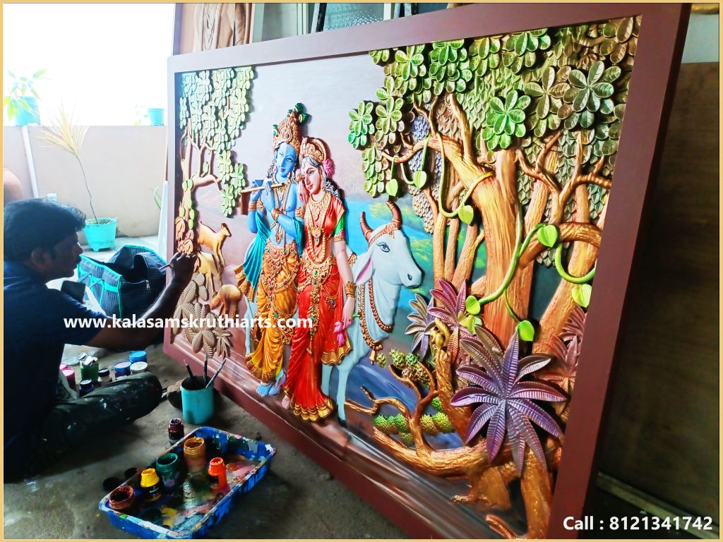 Radha krishna mdf mural art depth sf
